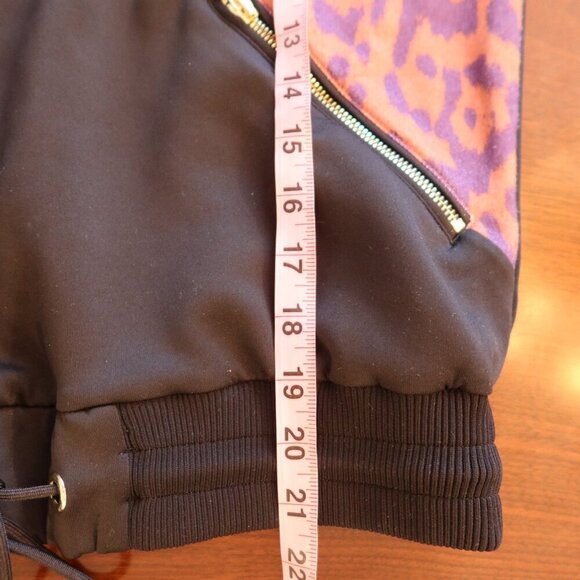 JUST CAVALLI womens sweatshirt velour orange purple leopard mix media buckle med - Picture 11 of 11